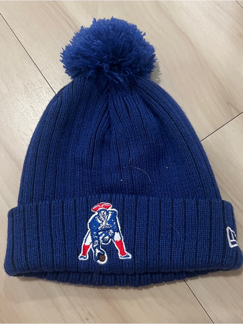 New England Patriots Blue Knit Pom Beanie